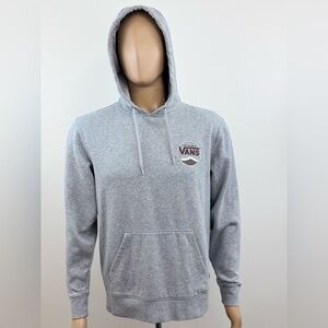 Vans Men’s Drawstring Hoodie Heather Gray, Front/Back Logo, Size Small